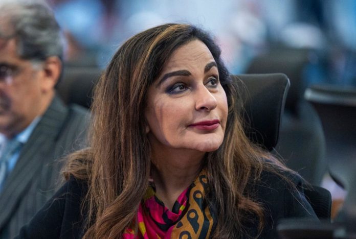 Scharm El Scheich, Egypt. 20th Nov, 2022. Sherry Rehman, Climate Change Minister of Pakistan, sits in the plenary during the closing ceremony at the UN Climate Change Summit COP27. Credit: Christophe Gateau/dpa/Alamy Live News