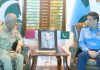 پاک فضائیہ دے سربراہ ائیر چیف مارشل ظہیر احمد بابر سدھو نال بحرین ڈیفنس فورس دے چیف آف سٹاف لیفٹیننٹ جنرل تھیاب صقر عبداللہ النعیمی دی ملاقات