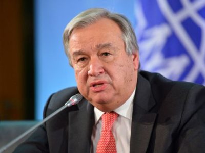 Berlin, Germany - November 04: Antonio Guterres, High Commissioner for Refugees of UNHCR, attends a press conference in german foreign office  on November 04, 2015 in Berlin, Germany. (Photo by Michael Gottschalk/Photothek via Getty Images)